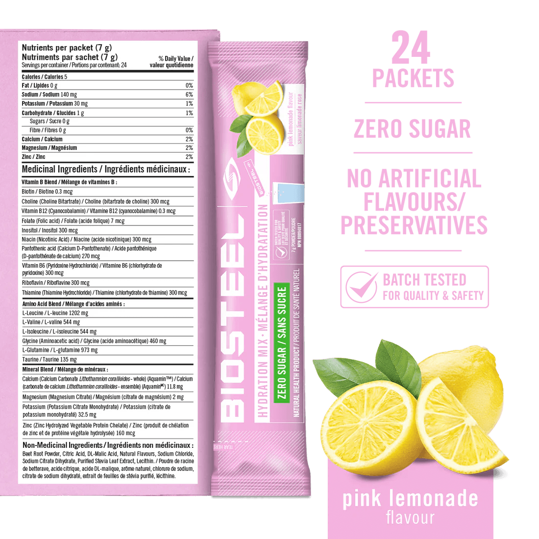 MÉLANGE HYDRATANT / Limonade rose - Paquet de 24 portions