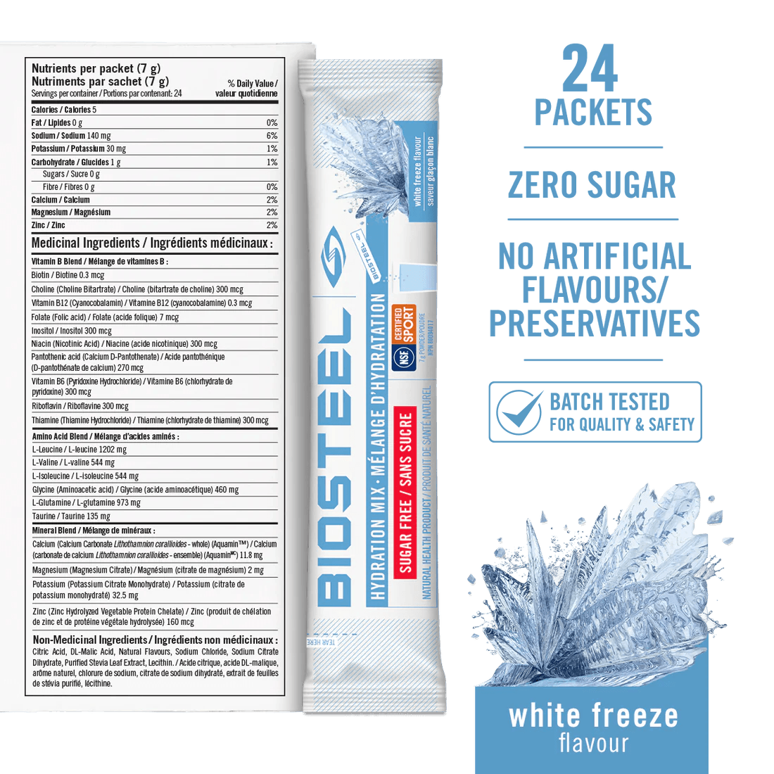 HYDRATION MIX / White Freeze  -  24 Serving Packets